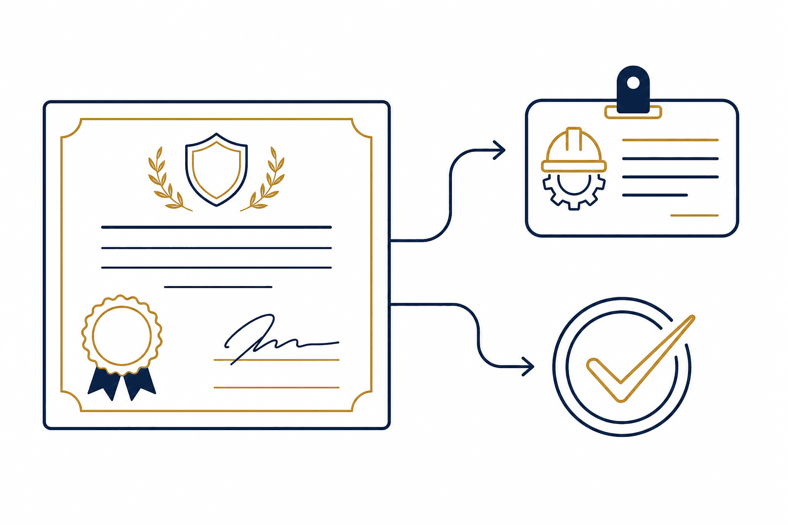 Surety bond certificate and license approval illustration