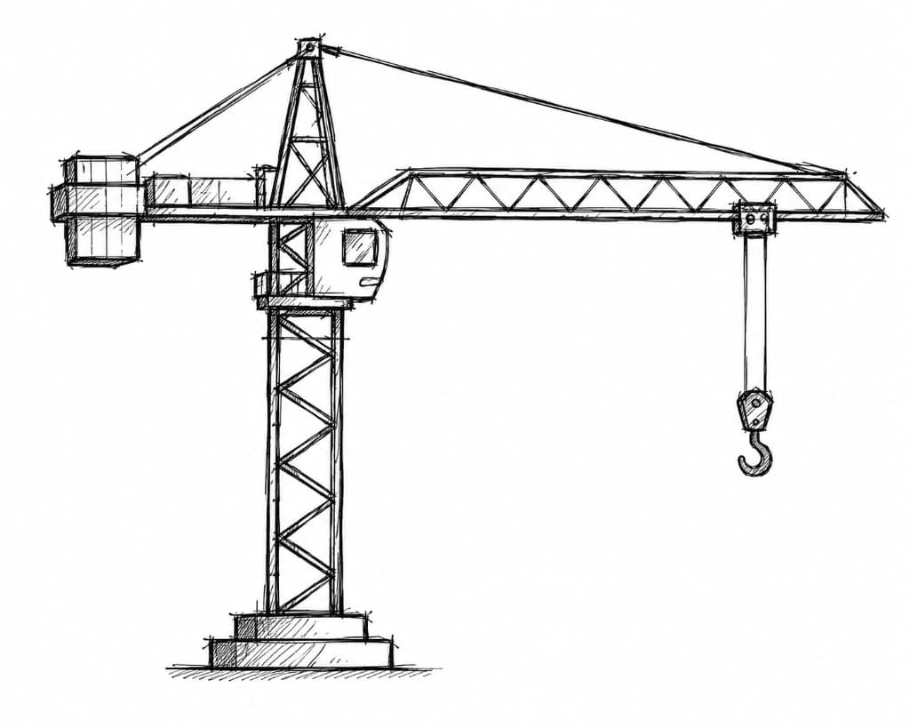 Construction equipment sketch representing contractor surety bond projects